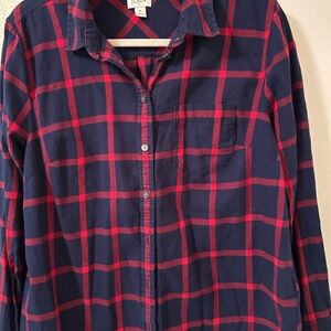 J. Crew Blue and Red Flannel Plaid Shirt Large